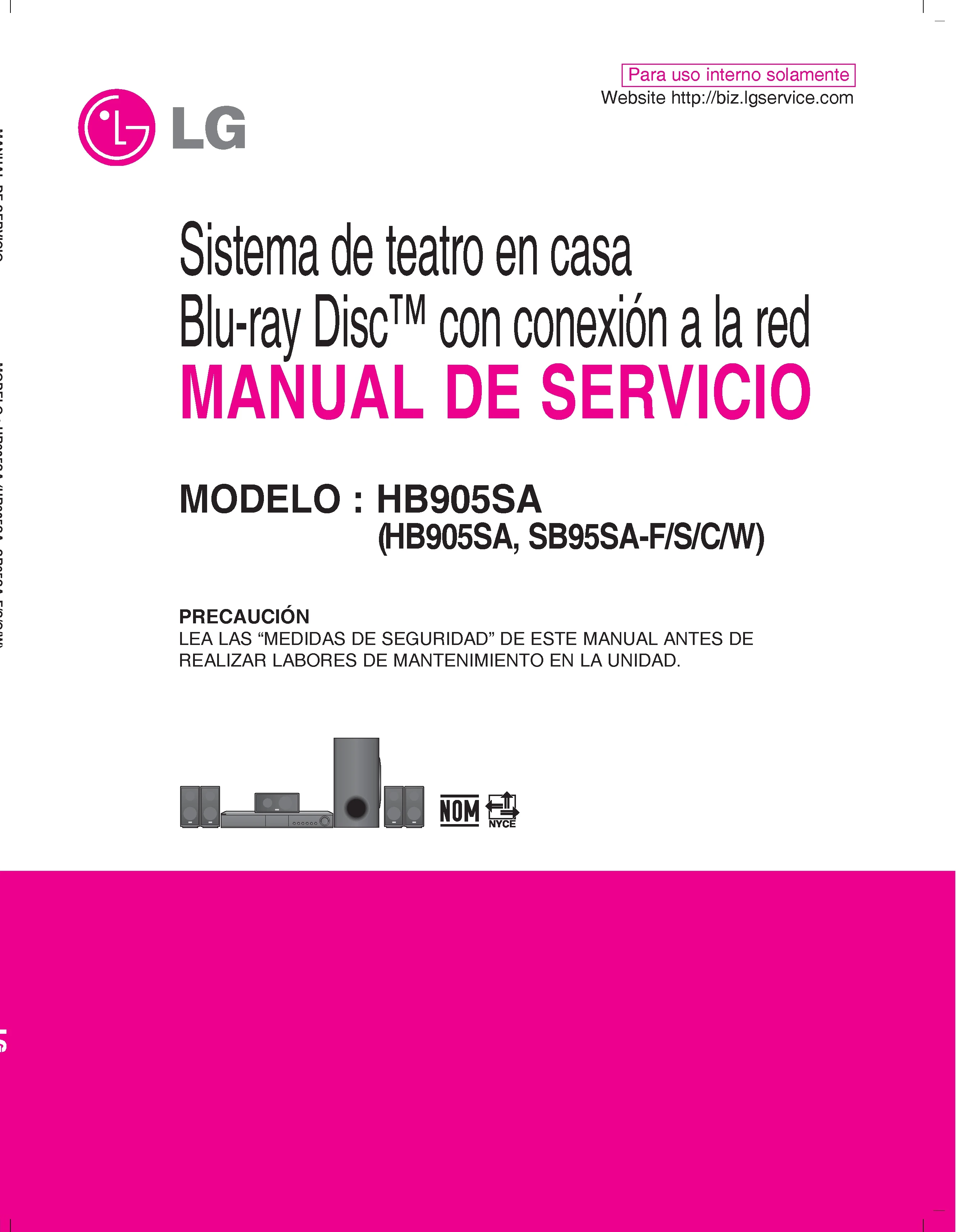 Lg hb905sa espanol service manual cover