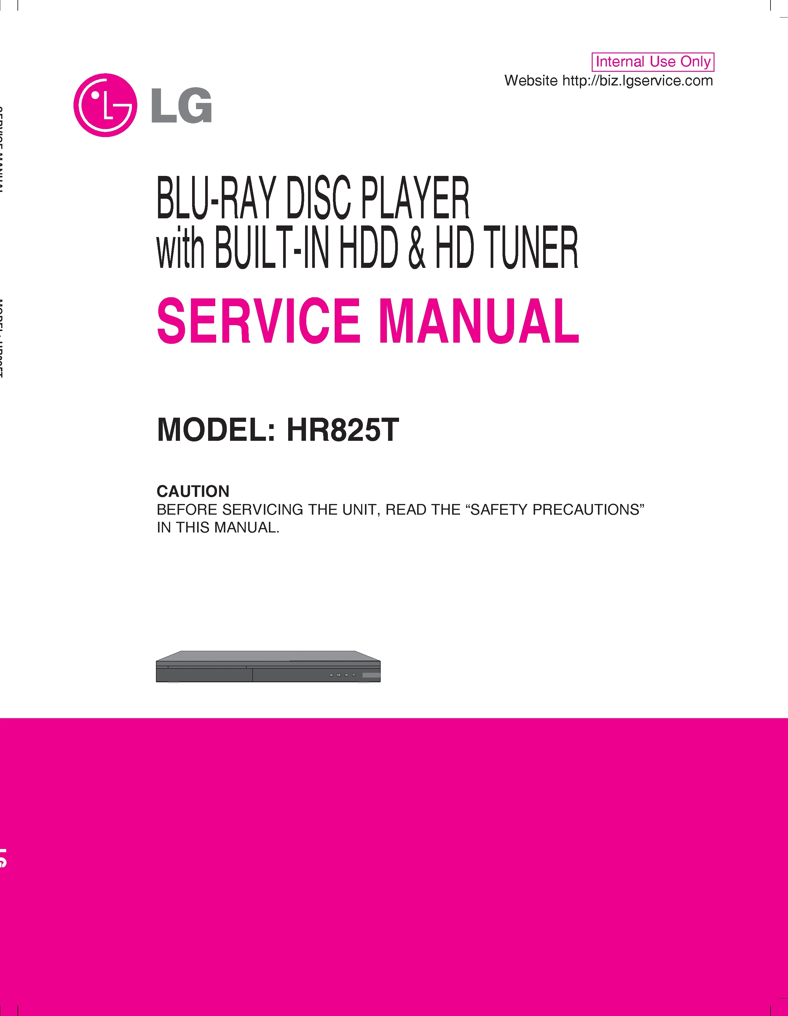 Lg hr825t service manual cover