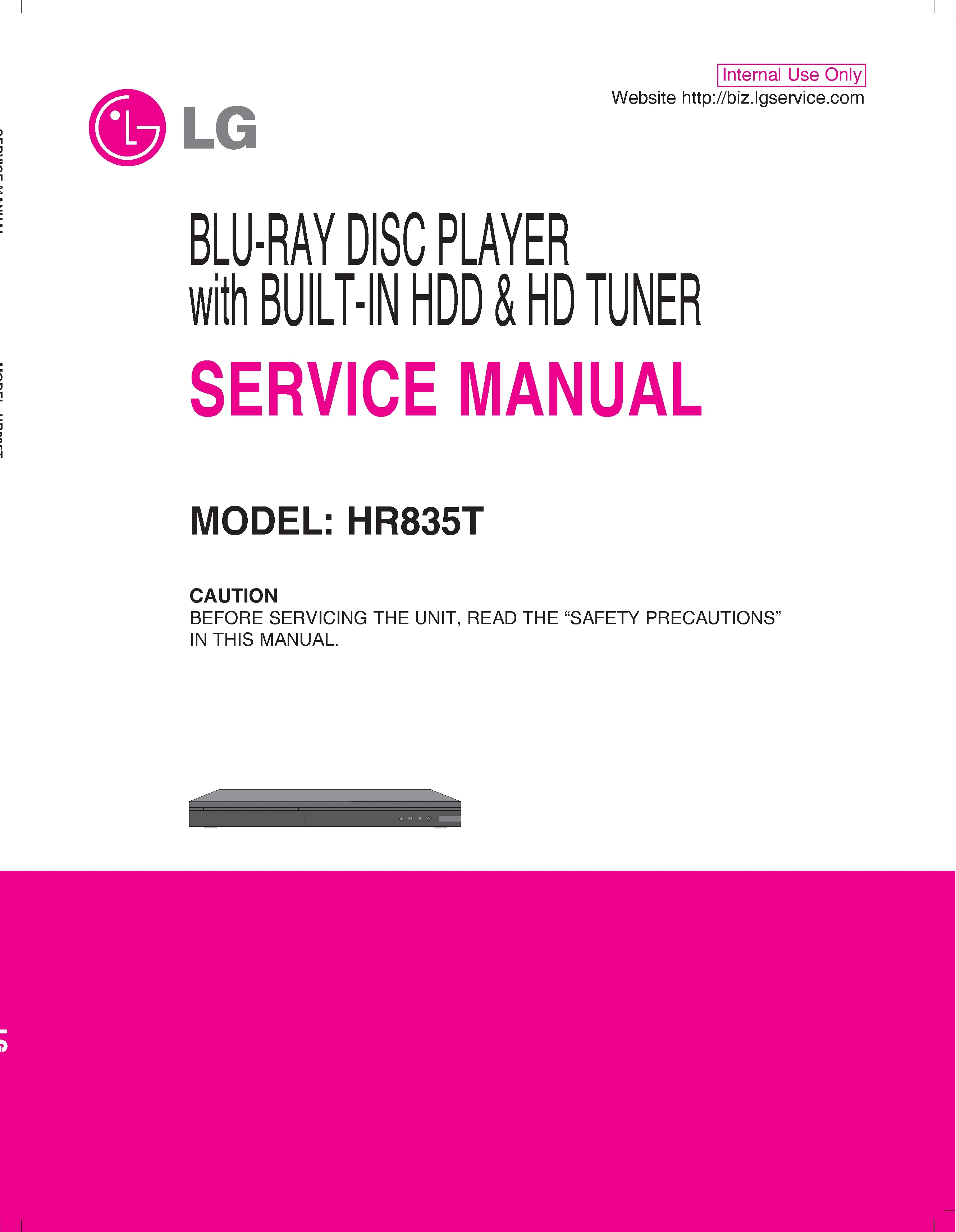 Lg hr835t service manual cover