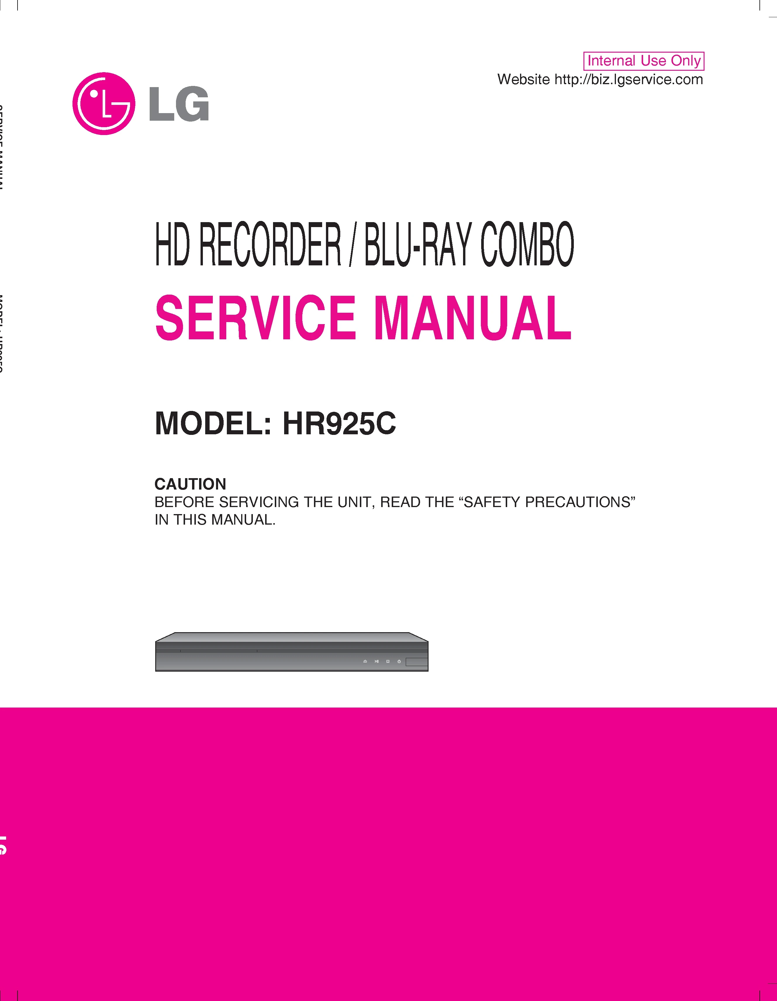 Lg hr925c service manual cover