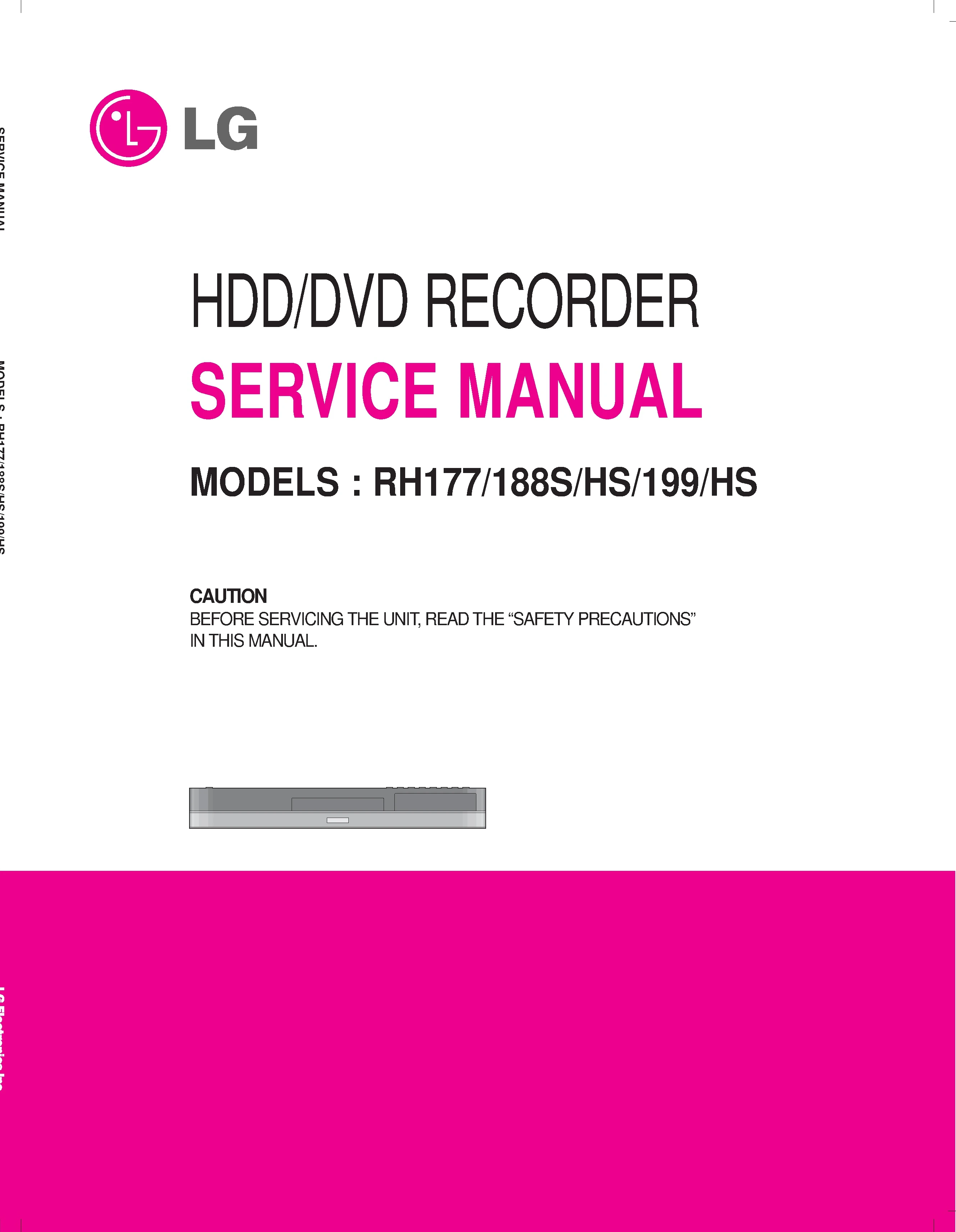 Lg rh177 rh188s rh188hs rh199hs service manual cover