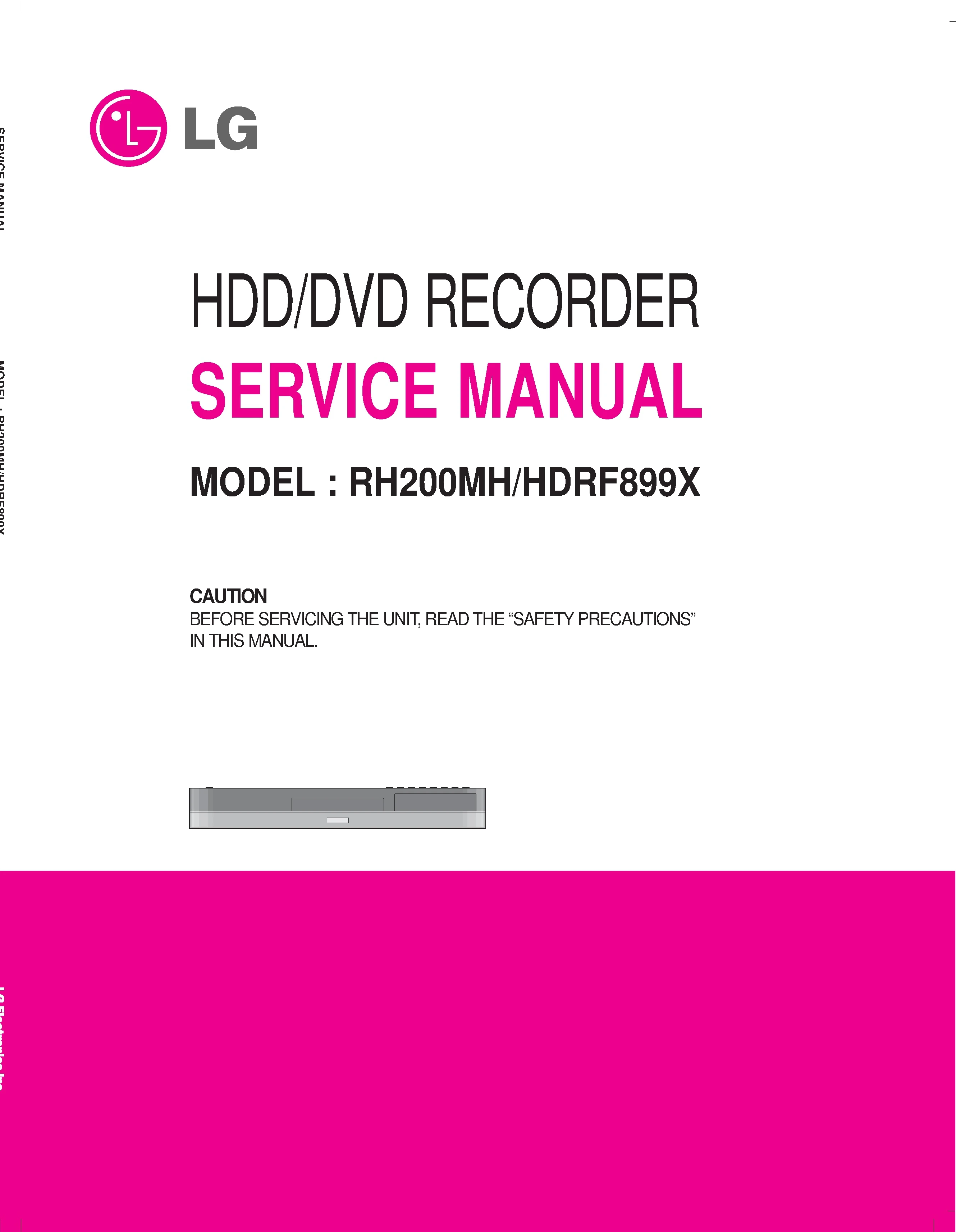 Lg rh200mh hdrf899x service manual cover