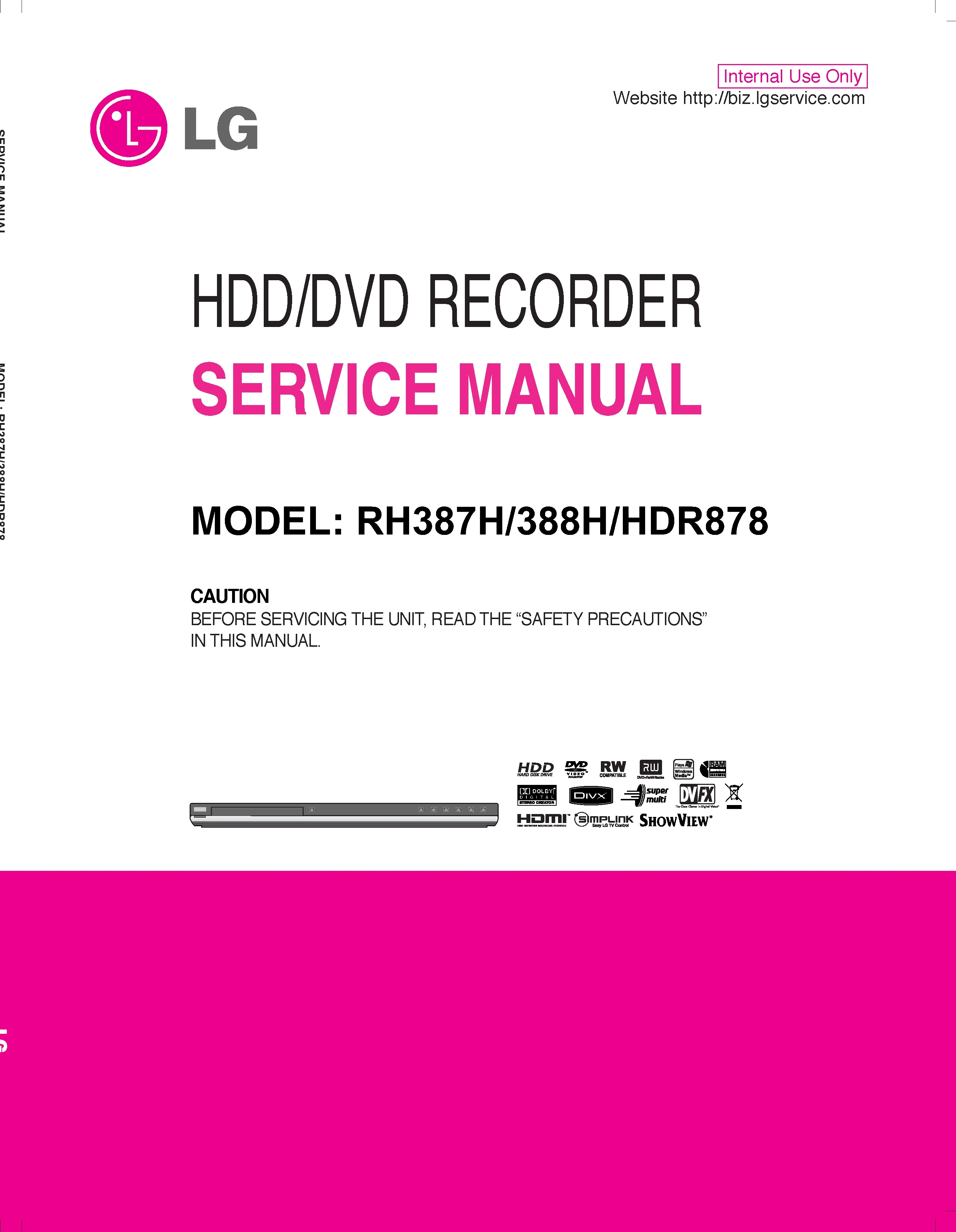 Lg rh387h 388h hdr878 service manual cover