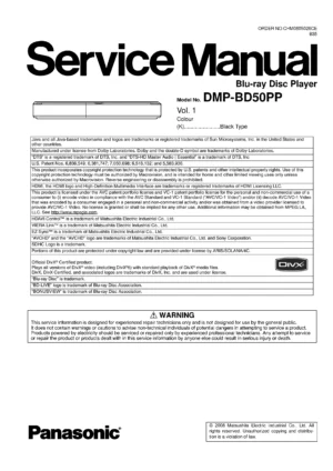 Panasonic dmp bd50 bd50pp service manual cover