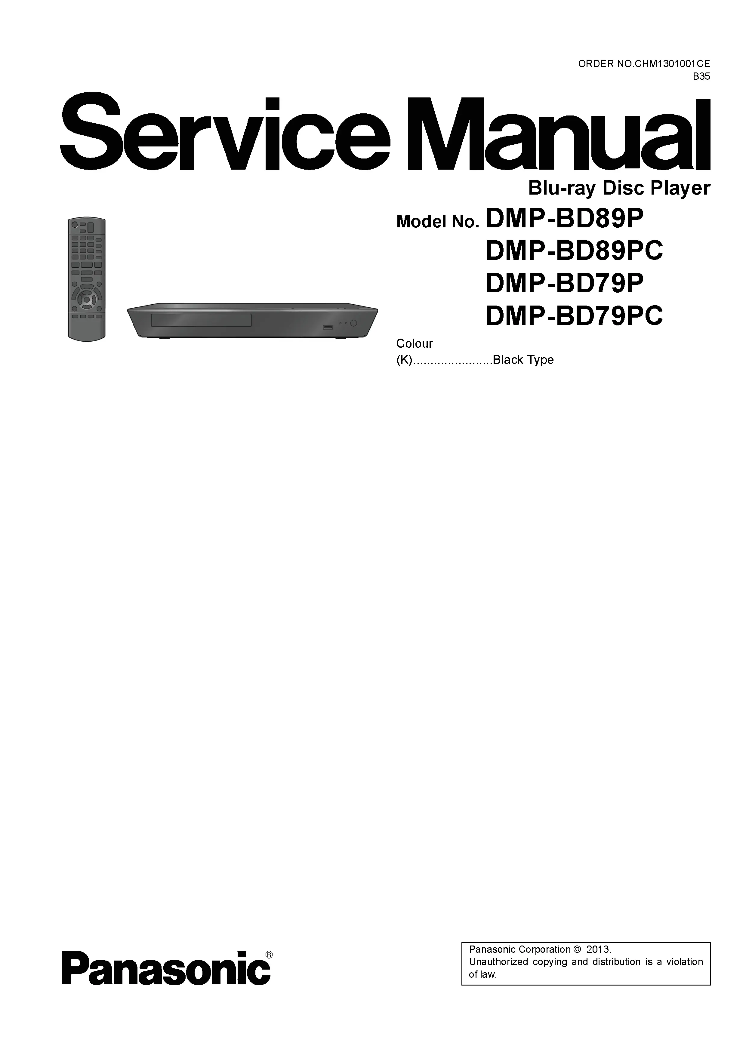 Panasonic dmp bd89 bd79 service manual cover