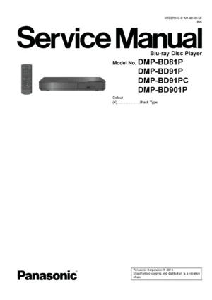 Panasonic dmp bd91 bd81 bd901 service manual cover