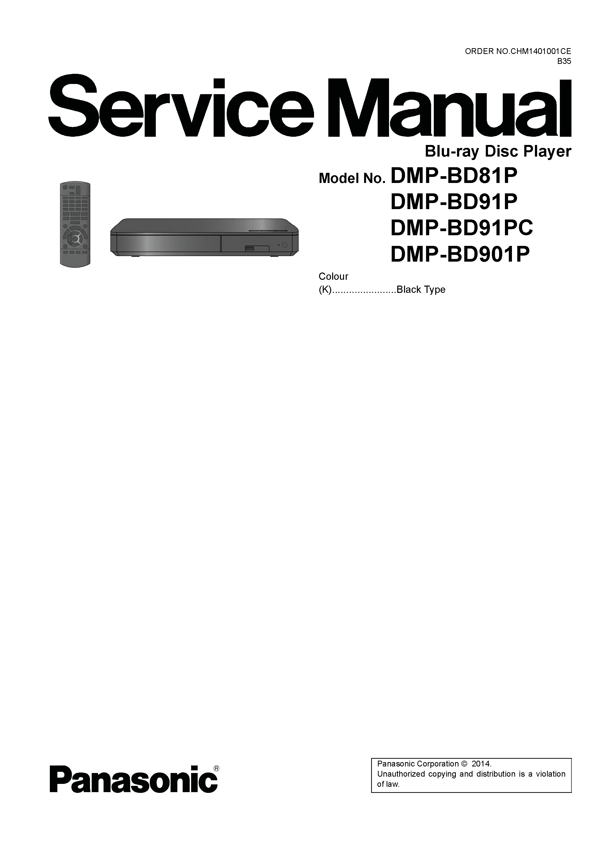 Panasonic dmp bd91 bd81 bd901 service manual cover