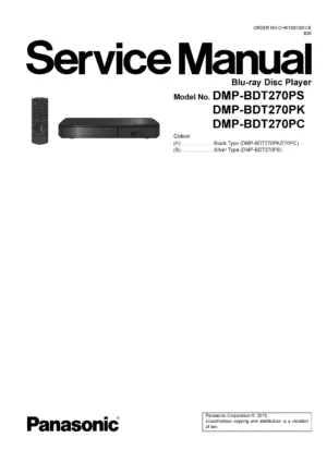 Panasonic dmp bdt270 bdt270pc bdt270pk bdt270ps service manual cover
