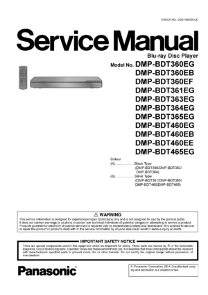 Panasonic dmp bdt364 bdt364eg service manual cover