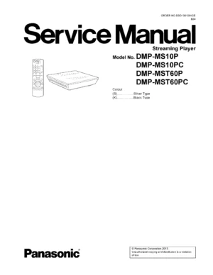 Panasonic dmp mst60 service manual cover