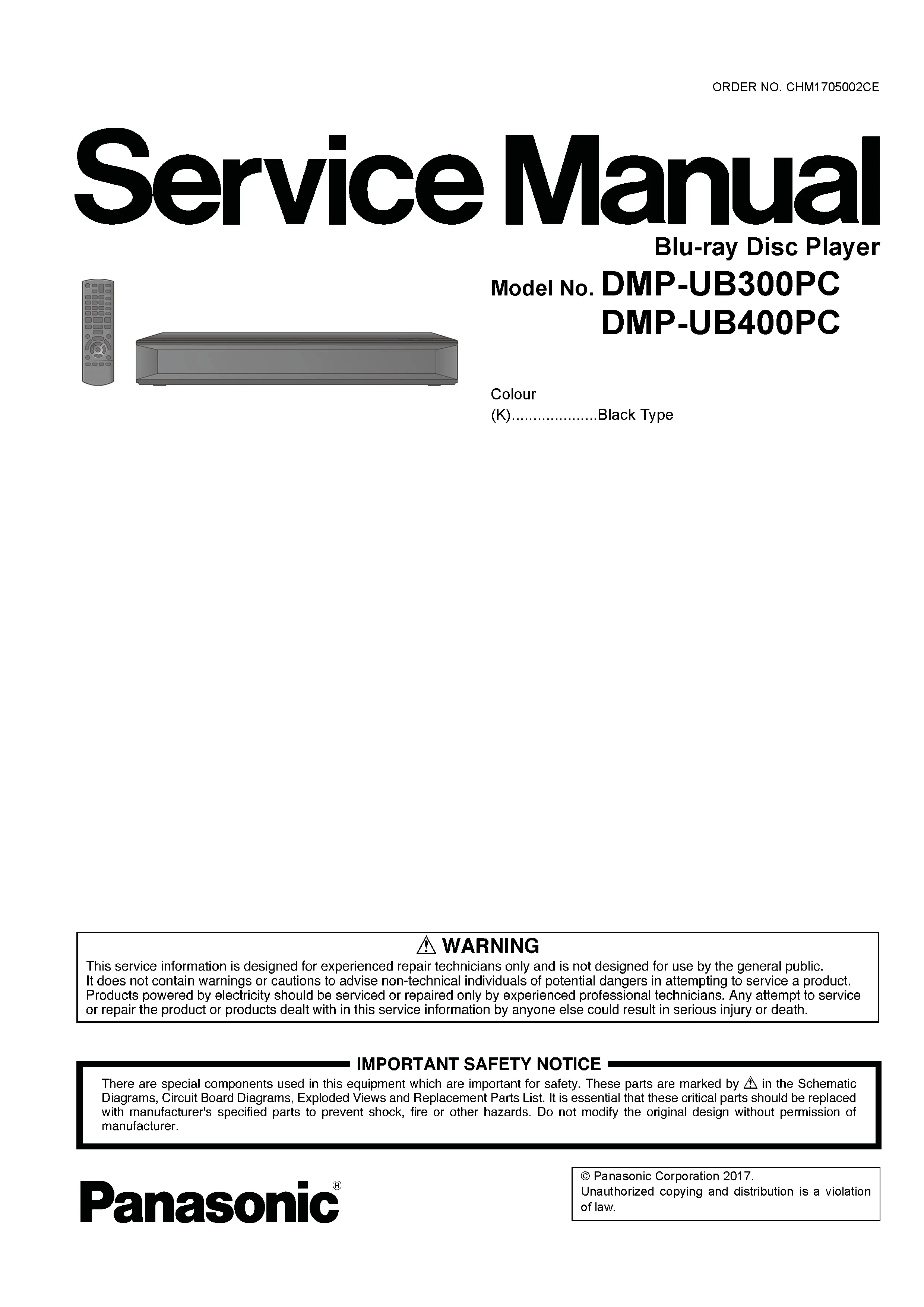 Panasonic dmp ub400 ub300 service manual cover