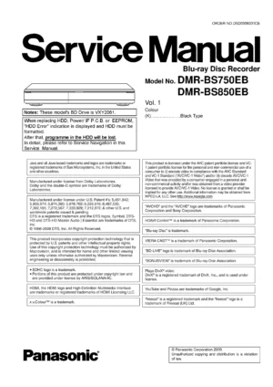Panasonic dmr bs750 bs750eb service manual cover