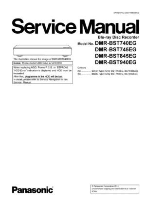 Panasonic dmr bst740 bst745 bst845 bst940 service manual cover