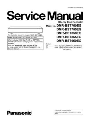 Panasonic dmr bst750 bst755 bst850 bst855 bst950 service manual cover