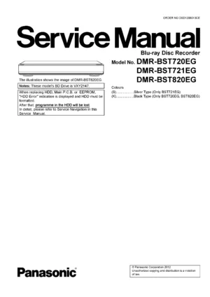 Panasonic dmr bst820 bst820eg service manual cover