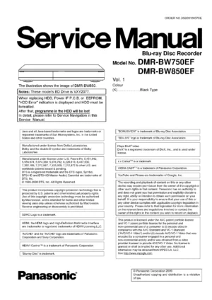 Panasonic dmr bw750 bw750ef service manual cover