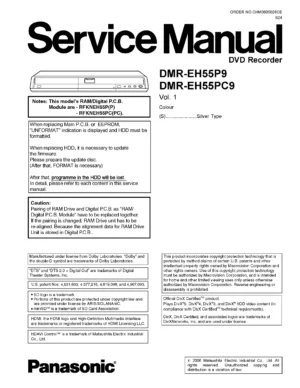 Panasonic dmr eh55 eh55p9 eh55pc9 service manual cover