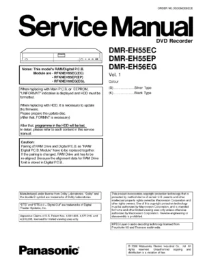 Panasonic dmr eh55 eh56 eh55ec eh55ep eh56eg mnaual service manual cover