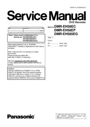 Panasonic dmr eh58 eh58ec eh58eg eh58ep service manual cover