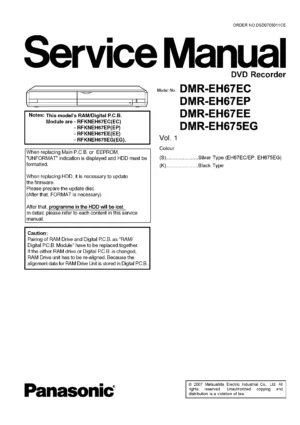 Panasonic dmr eh67 eh675 eh675eg service manual cover