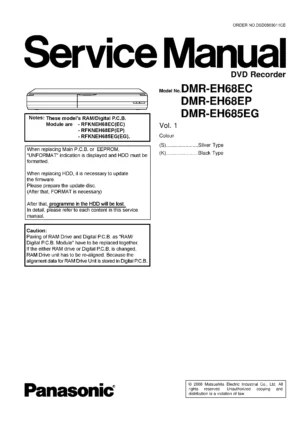 Panasonic dmr eh68 eh685 service manual cover