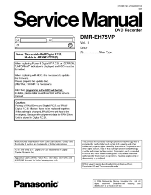 Panasonic dmr eh75 service manual cover