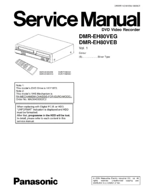 Panasonic dmr eh80 service manual cover