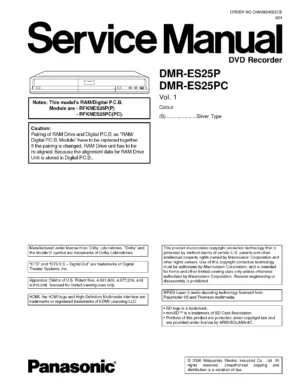 Panasonic dmr es25p dmr es25pc service manual cover