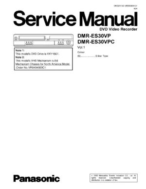 Panasonic dmr es30vp es30vpc service manual cover