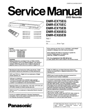 Panasonic dmr ex75 ex85 service manual cover