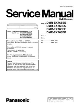 Panasonic dmr ex768 service manual cover