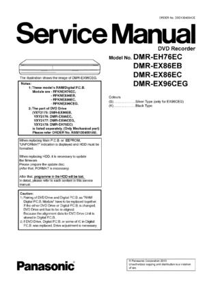 Panasonic dmr ex86 ex86eb ex86ec service manual cover