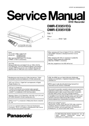 Panasonic dmr ex95v ex95veb ex95veg service manual cover