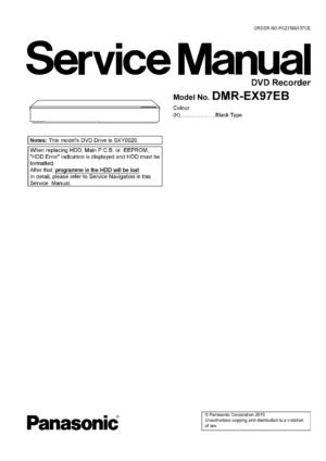 Panasonic dmr ex97 ex97eb service manual cover
