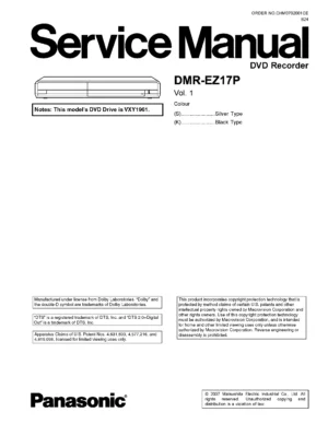 Panasonic dmr ez17 dmr ez17p service manual cover