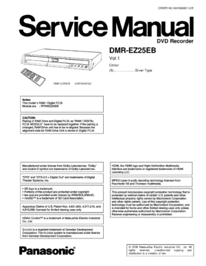 Panasonic dmr ez25 ez25eb service manual cover