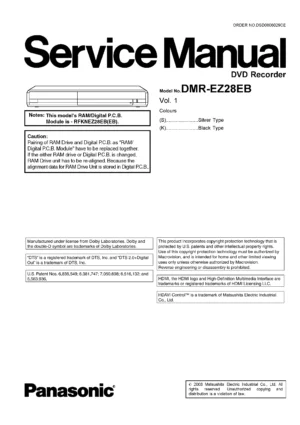 Panasonic dmr ez28 ez28eb service manual cover