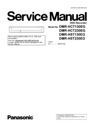Panasonic dmr hct130 hct230 hst130 hst230 service manual cover