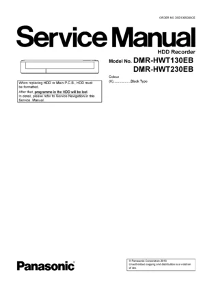 Panasonic dmr hwt230 hwt130 service manual cover