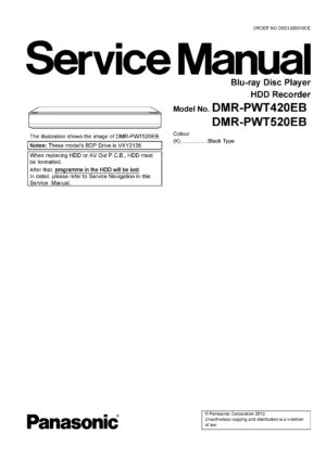 Panasonic dmr pwt420 pwt520 pwt420eb pwt520eb service manual cover