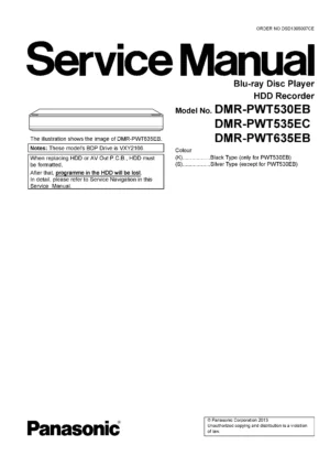 Panasonic dmr pwt530 pwt535 pwt635 service manual cover