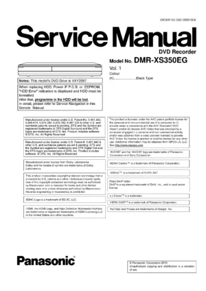 Panasonic dmr xs350 xs350eg service manual cover