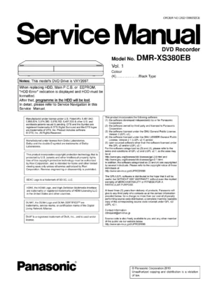 Panasonic dmr xs380 xs380eb service manual cover