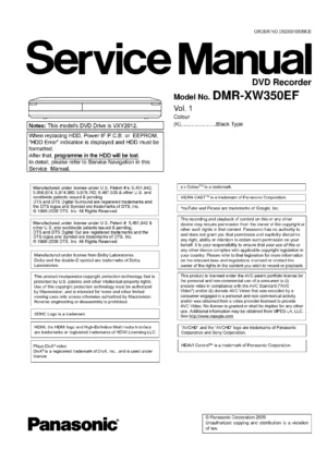 Panasonic dmr xw350 xw350ef service manual cover