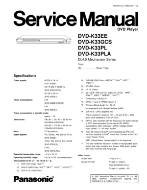 Panasonic dvd k33 service manual cover