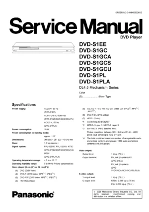 Panasonic dvd s1 service manual cover