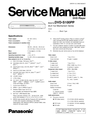 Panasonic dvd s100 service manual cover