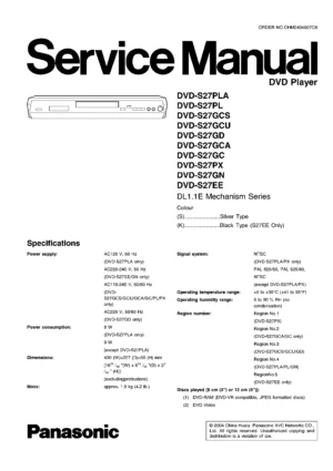 Panasonic dvd s27 service manual cover