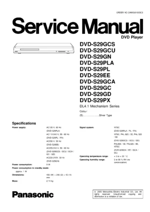 Panasonic dvd s29 service manual cover