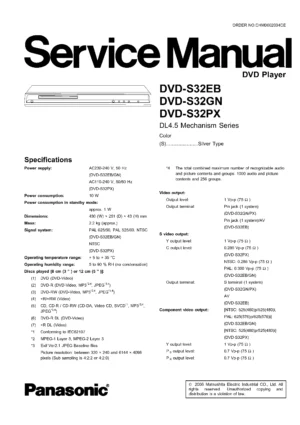 Panasonic dvd s32 service manual cover